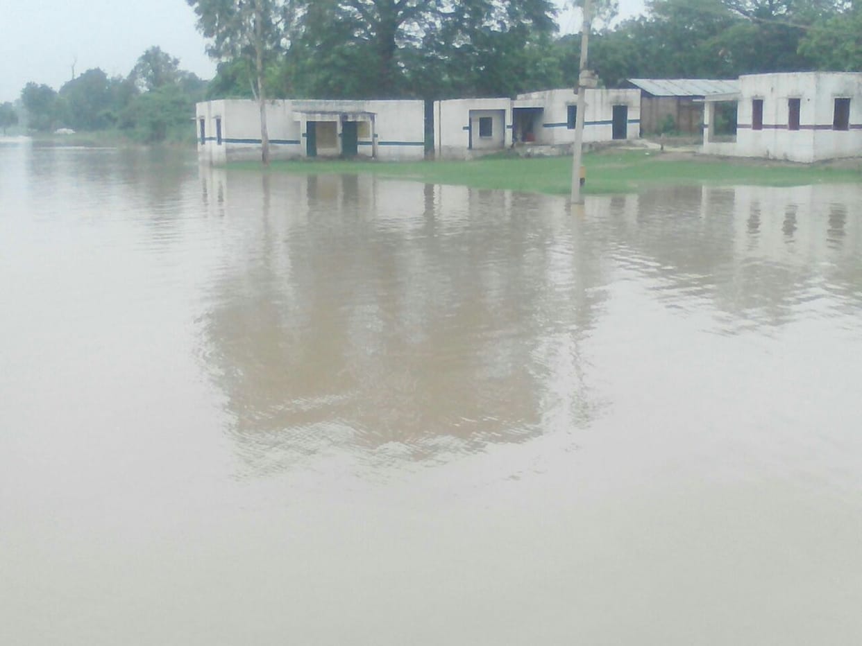 Flood waters entered the village