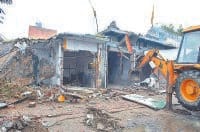 demolstration, illigal shop, jcb, kaithal