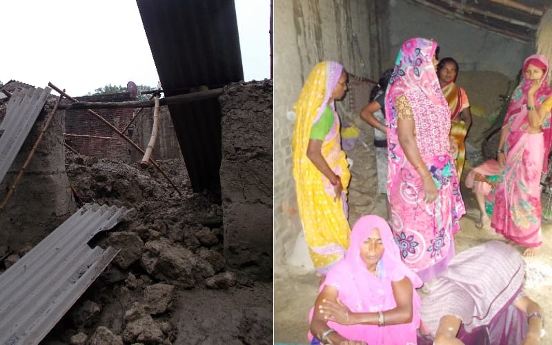 बरसात में ढही दीवार, महिला की मौत, किसान की हालत नाजुक Woman Died In