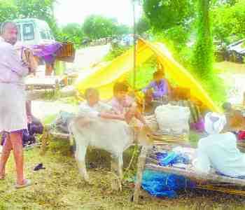 Child steeped in flood waters
