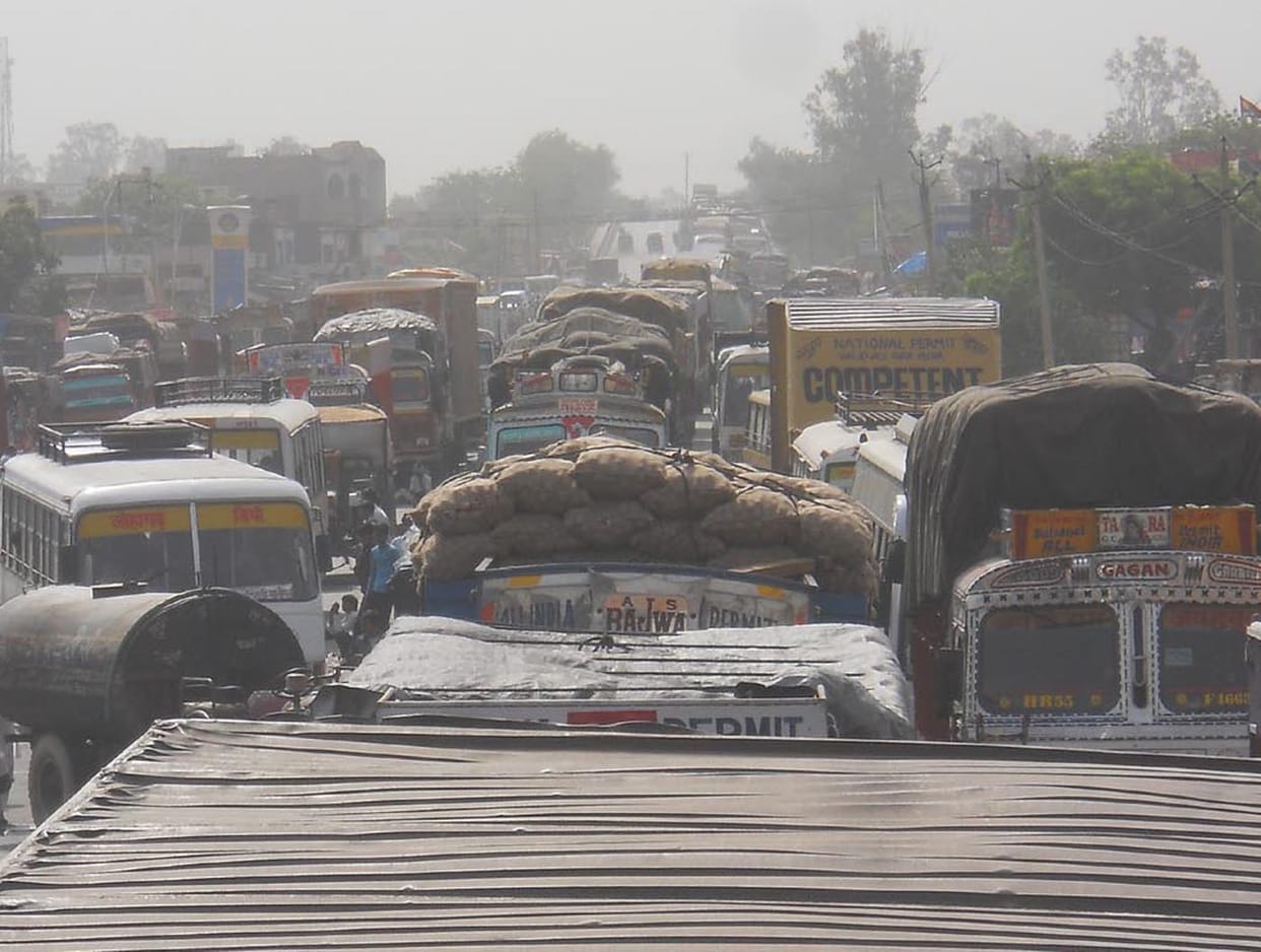 heavy jam on highway in kosi