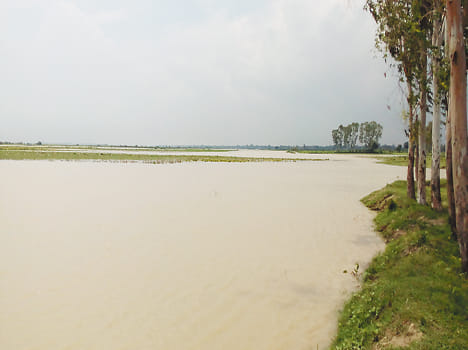 Warning point across the river