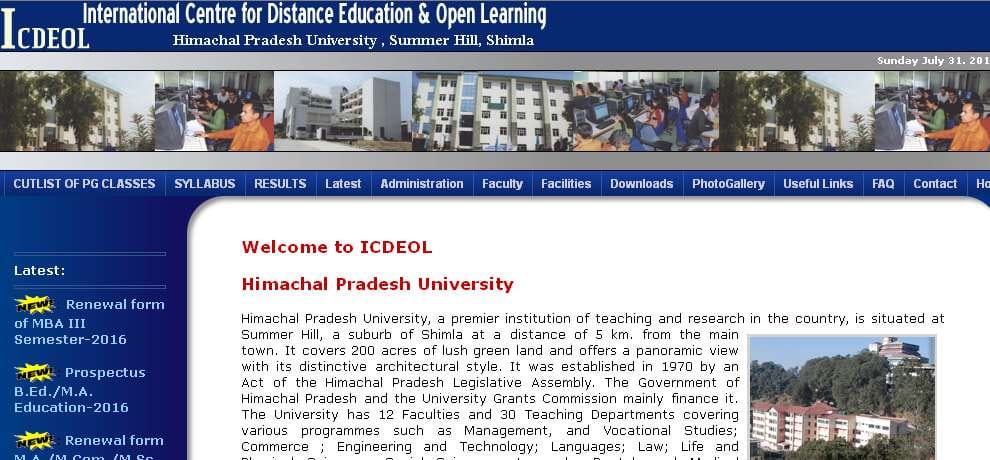 online admission in ICDEOL HPU Shimla