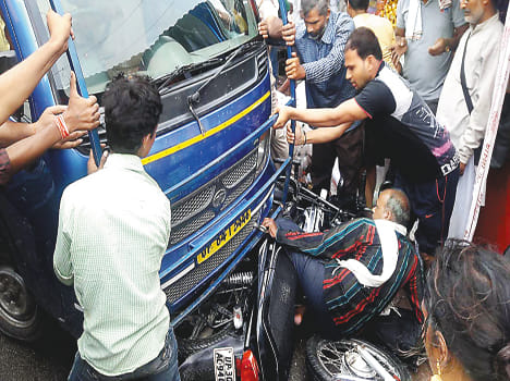 Bike crashed into the loader, including the couple's four injured