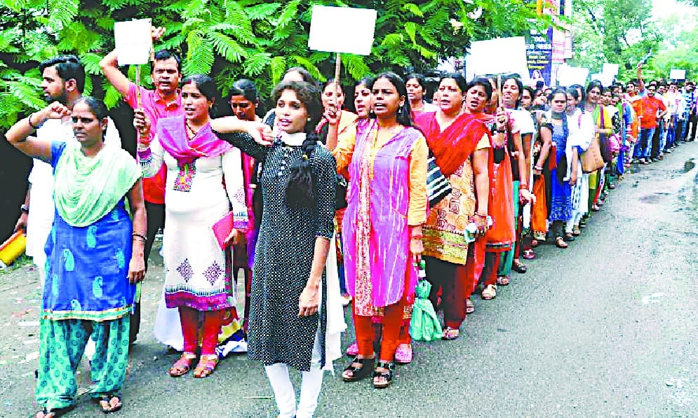 NRHM workers protest march out 