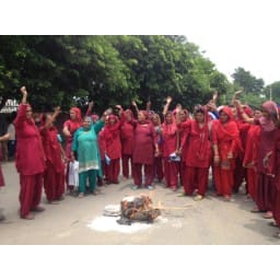 aaisa worker protest againest goverment, jind