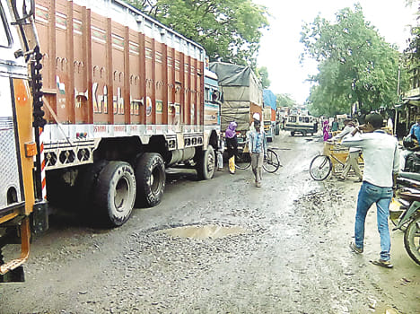 The truck was caught in the pits on Mughal road jam