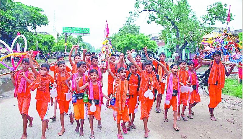 Children brought Kanvd from Haridwar 