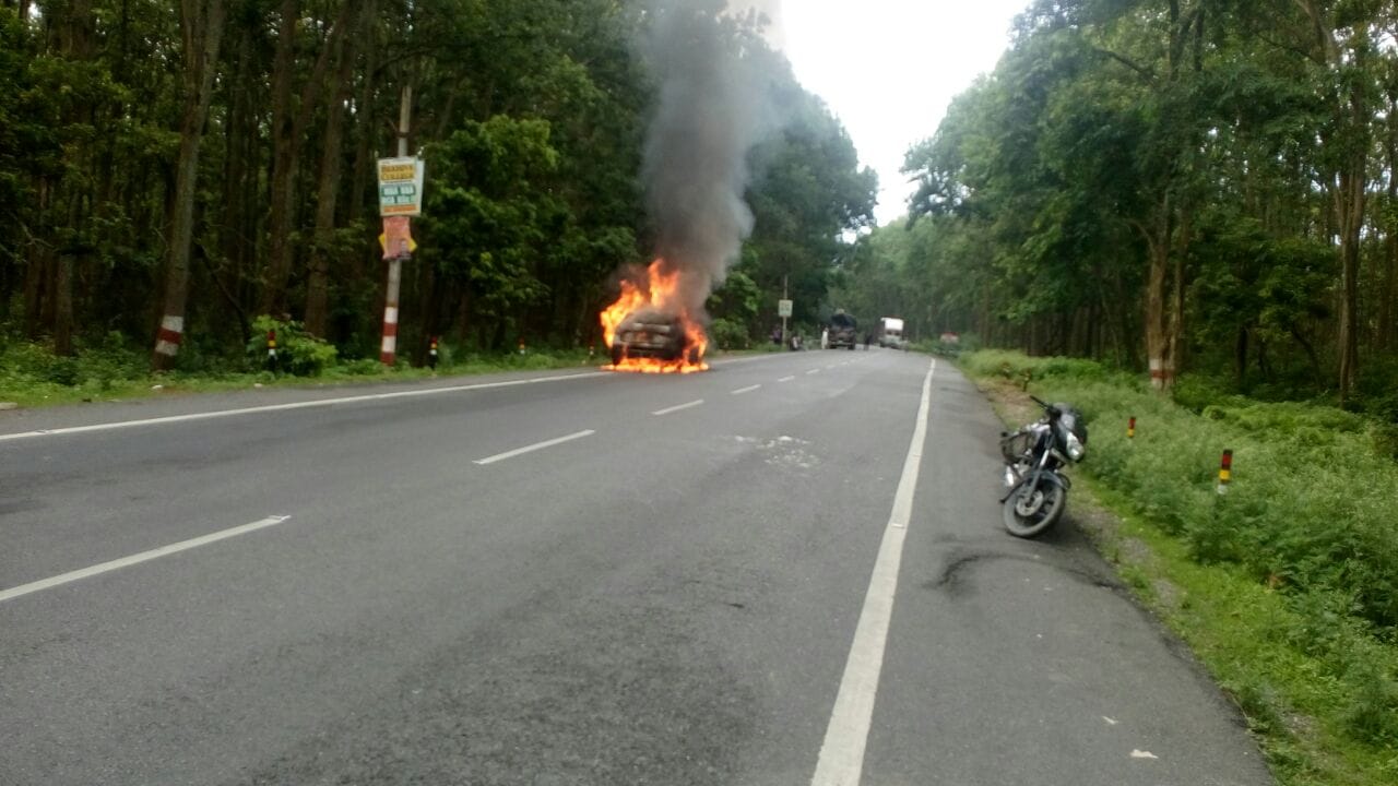 car burn on highway.