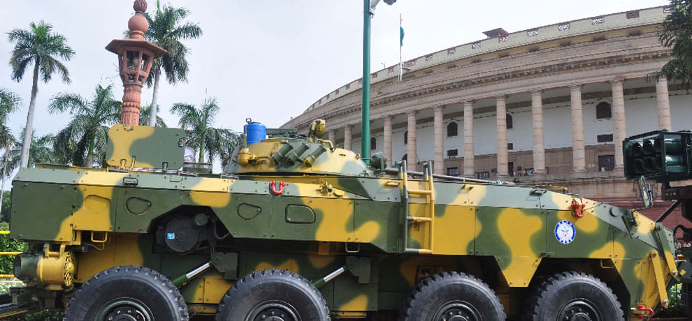 brahmos and armed plateform at parliament house in delhi 