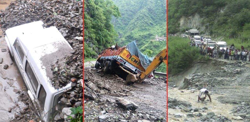 Heavy rainfall in himachal, 150 road blocked, live photos.