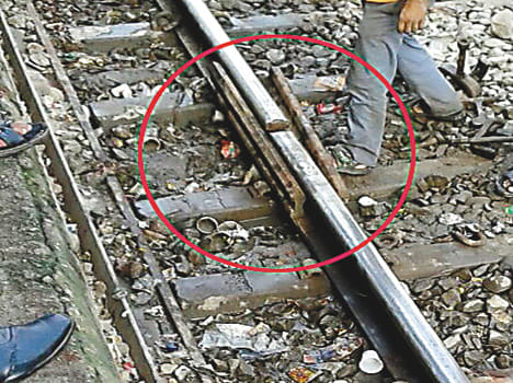 Railway track passing through the porous supporting plate Garib Rath Express