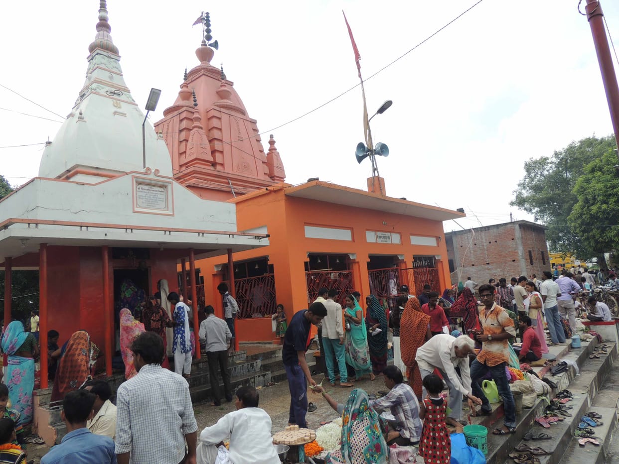  huge crowd of devotees in the temple