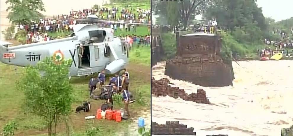 Bridge collapses on Mumbai-Goa highway near mahad, two buses with 22 persons aboard missing