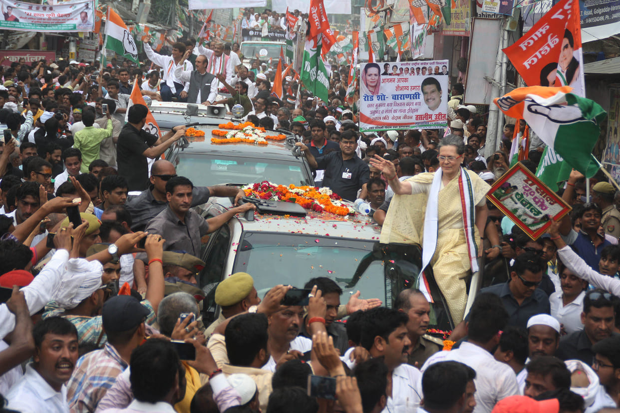 Sonia Gandhi's road show in Varanasi