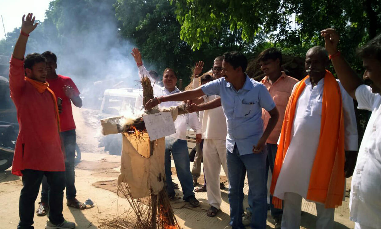 Only BJP burnt an effigy of Azam