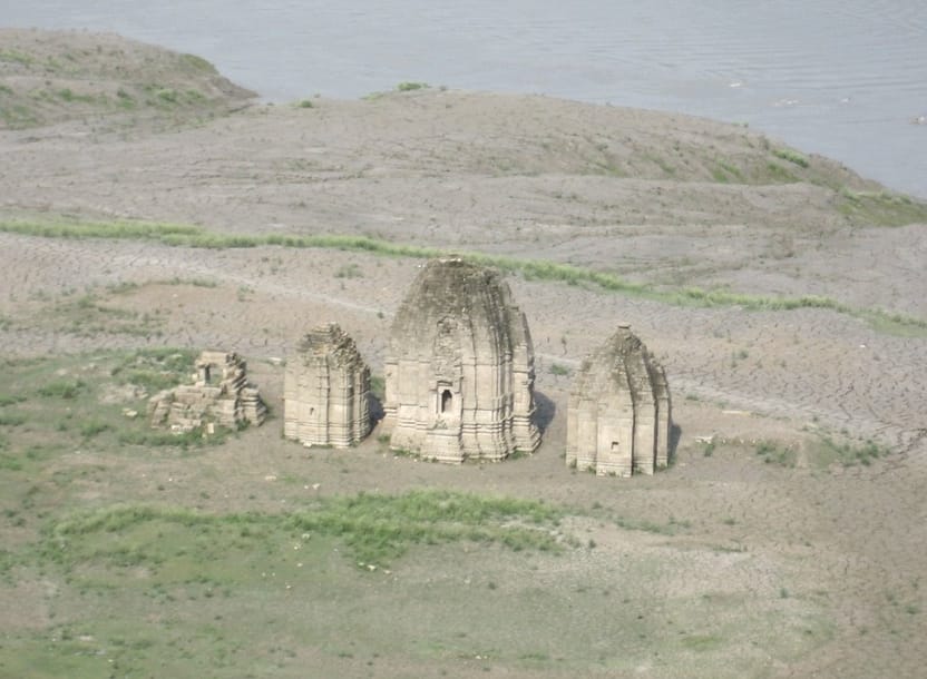 Temples Emerged In Gobind Sagar Lake in Himachal.