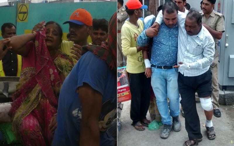 iron rod fell on woman from lucknow metro girder