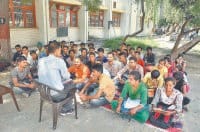 class, college, trees, students, karnal college, karnal, education, karnal