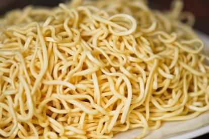 noodle snack with a picture of a bikini-clad woman