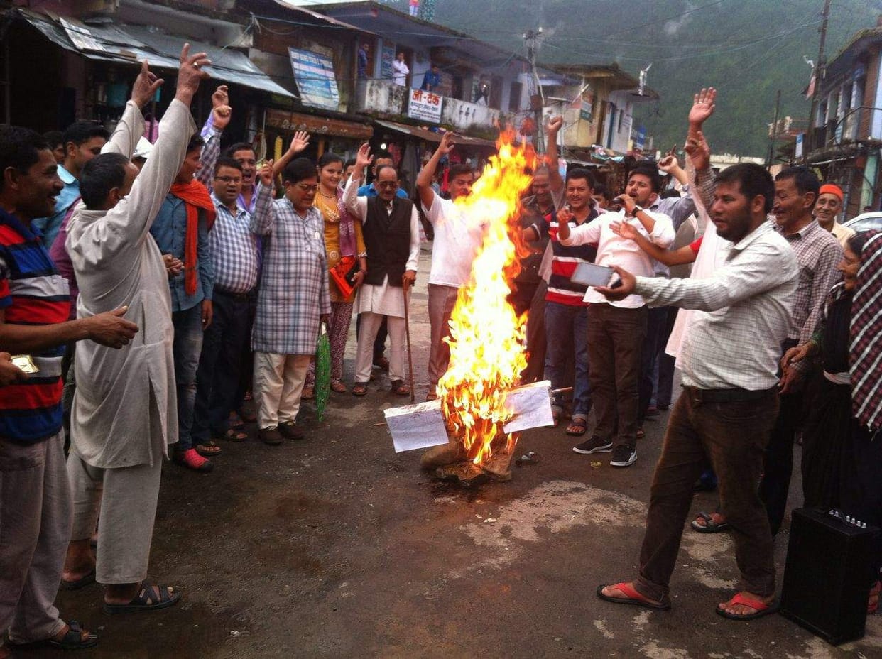 Burnt effigies of MP and MLA.
