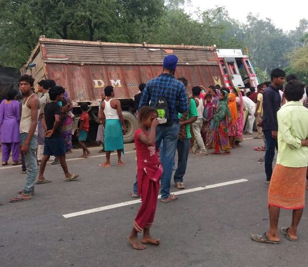 truck crushed people sleeping in slum on road in kapurthala, two people died