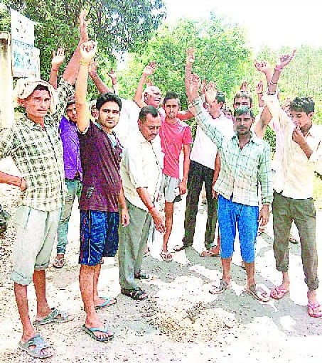 Villagers protest on the breakdown of newly built road 
