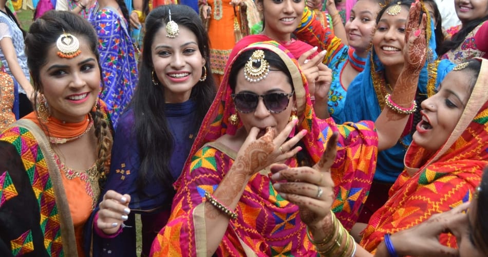 teej festival celebration by girls in chandigarh colleges