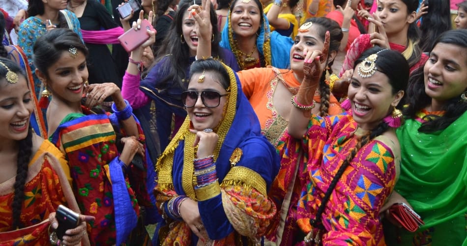 teej festival celebration by girls in chandigarh colleges