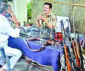 Arms and guns found in car of SP leader