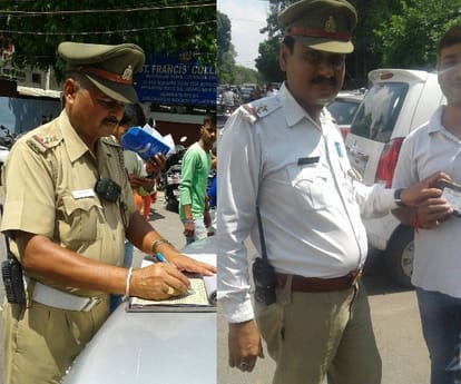 traffic police campaign in Lucknow.