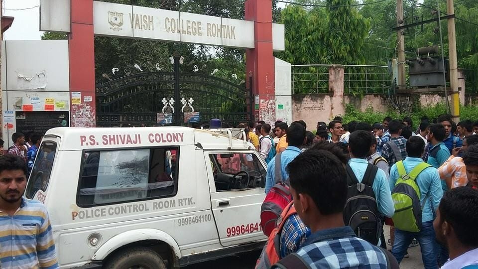 vaishya college, rohtak, strike, student, absent, haryana, protest