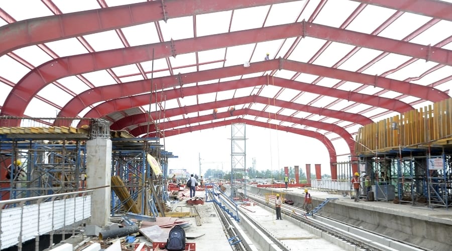 lucknow metro station work in progress