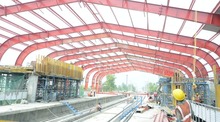 lucknow metro station work in progress