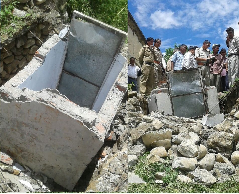 school toilet fell down, one girl student died other injured.