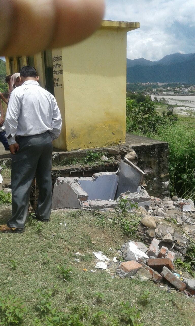 school toilet fell down, one girl student died other injured.