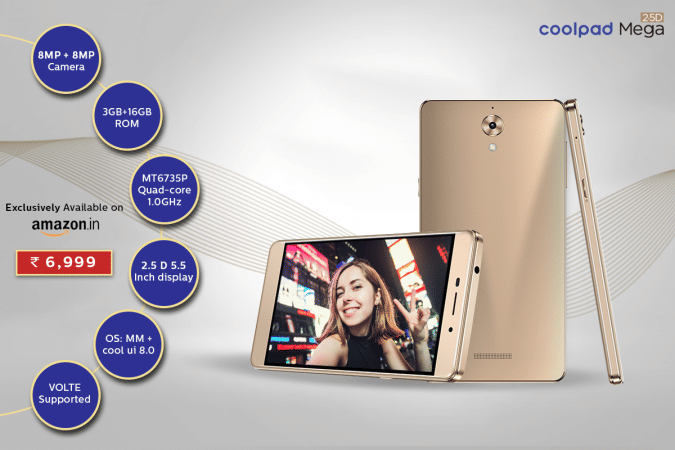 Coolpad Mega 2.5D launched with 8mp selfie camera at Rs 6,999