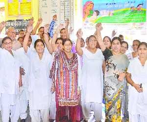 State workers' strike in government departments hanging locks