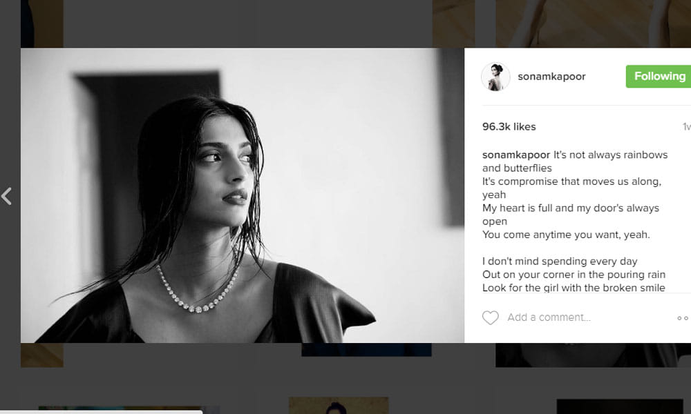 Sonam Kapoor share her Stunning Pictures