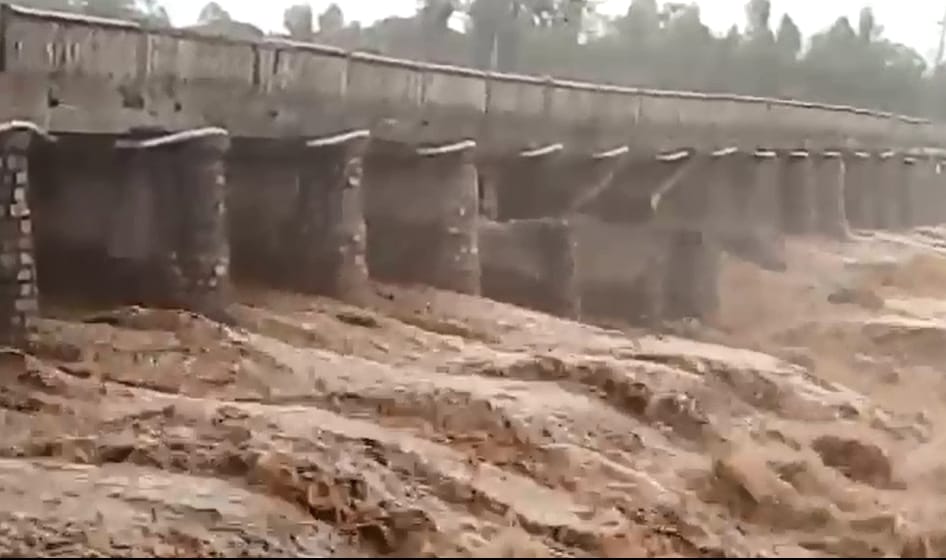 Damtal Indora Bridge collapses due to heavy rainfall in Himachal.