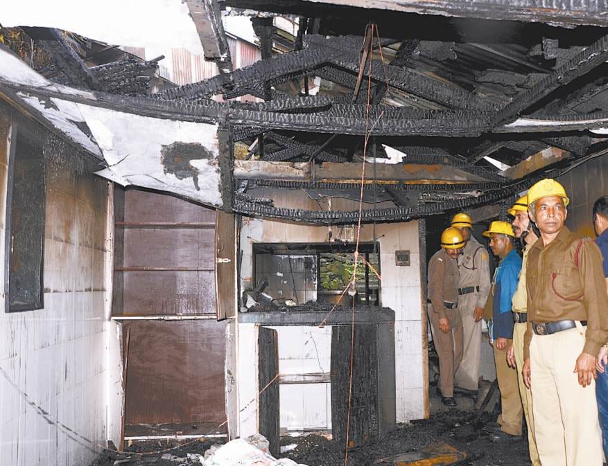 Fire broke out after a cylinder blast in Police Station