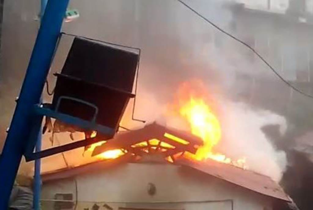 Fire broke out after a cylinder blast in Police Station