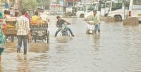 flood condition in ambala, drowned colony, rain water in minister vij home 