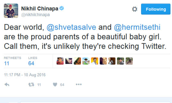shveta salve blessed with a baby girl
