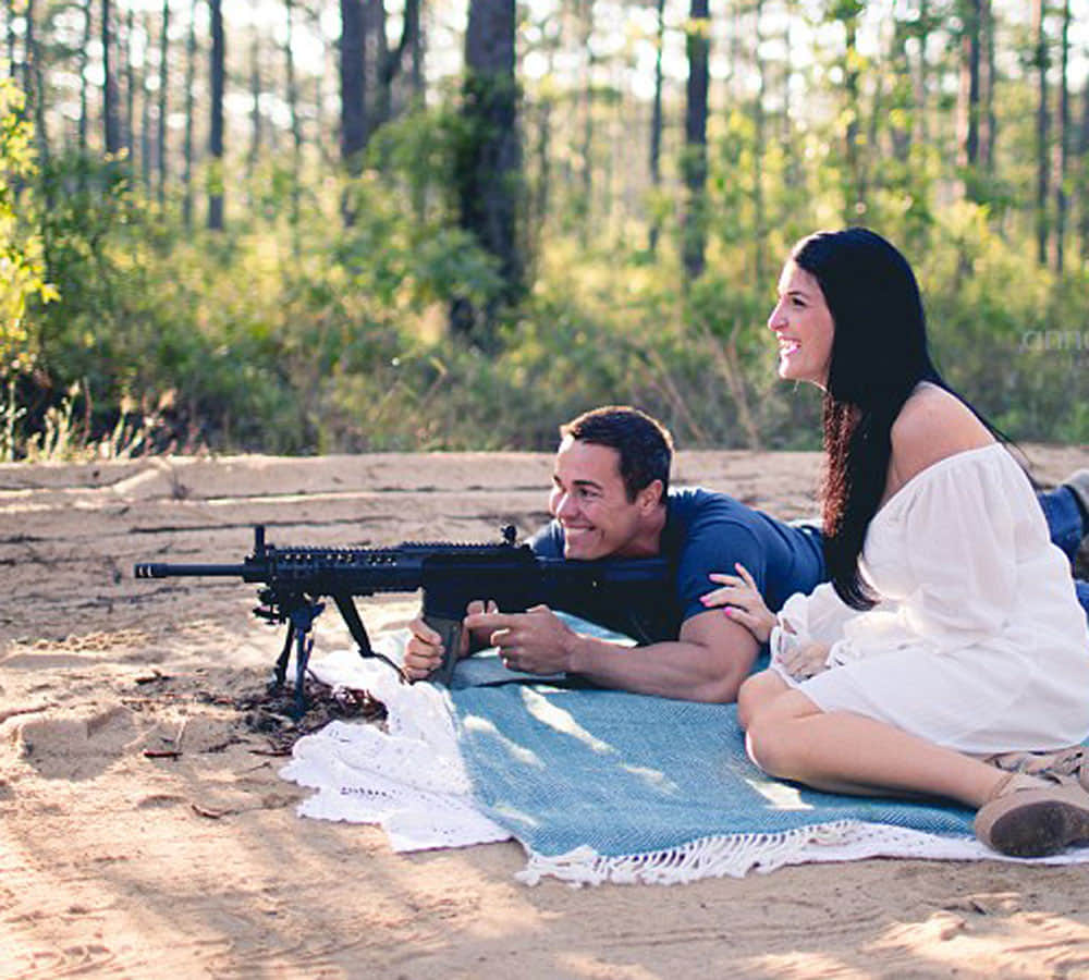 coule known baby gender reveals with explosive and rifle