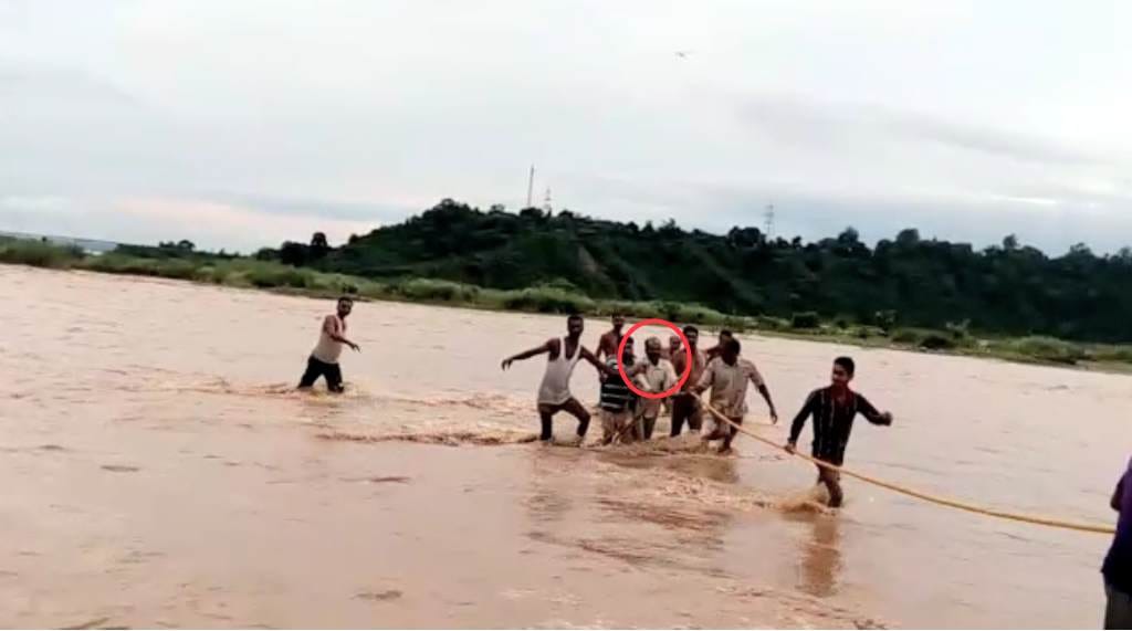 Man stuck in flooded Gaj Khad River rescued Kangra Himachal Pradesh