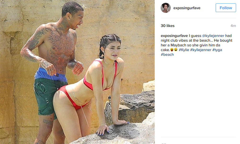 Kylie Jenner treats Tyga to PDA on the beach