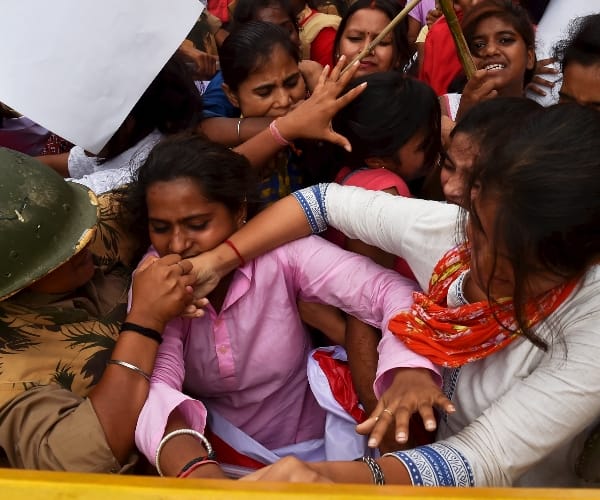 Women protest over safety issue in Lucknow.