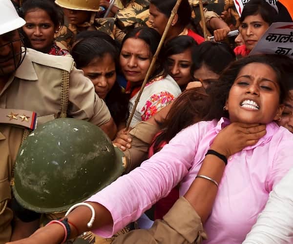 Women protest over safety issue in Lucknow.