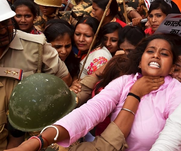Women protest over safety issue in Lucknow.